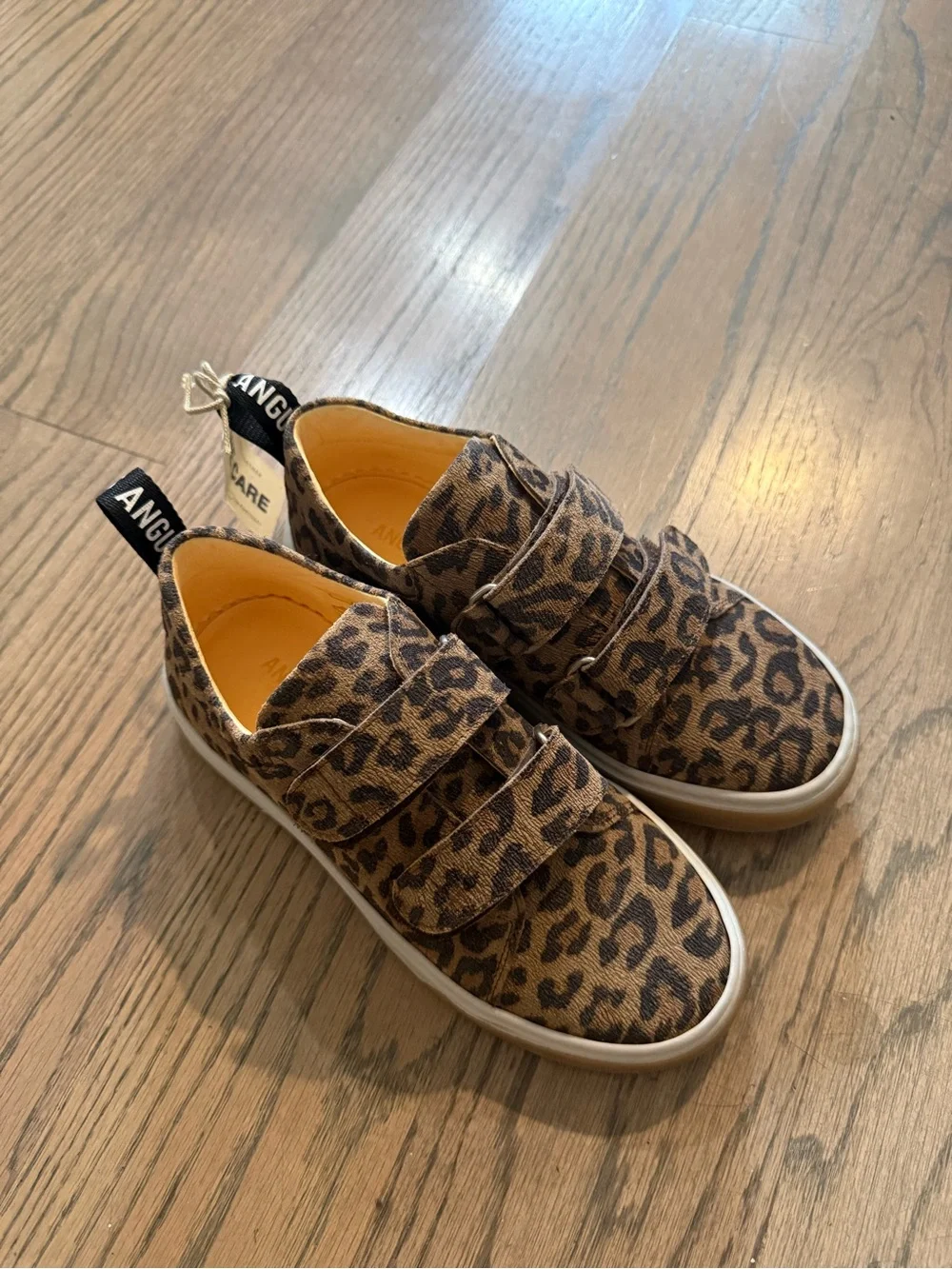 Angulus Kids Leopard Print Velcro Sneakers - Brown